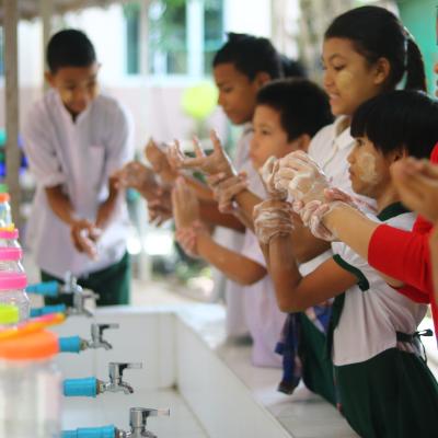 Children in one of our placements learning how to wash their hands to avoid the spread of diseases. Children in one of our placements learning how to wash their hands to avoid the spread of diseases.